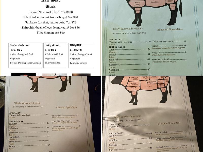 Yazawa Japanese BBQ Menu