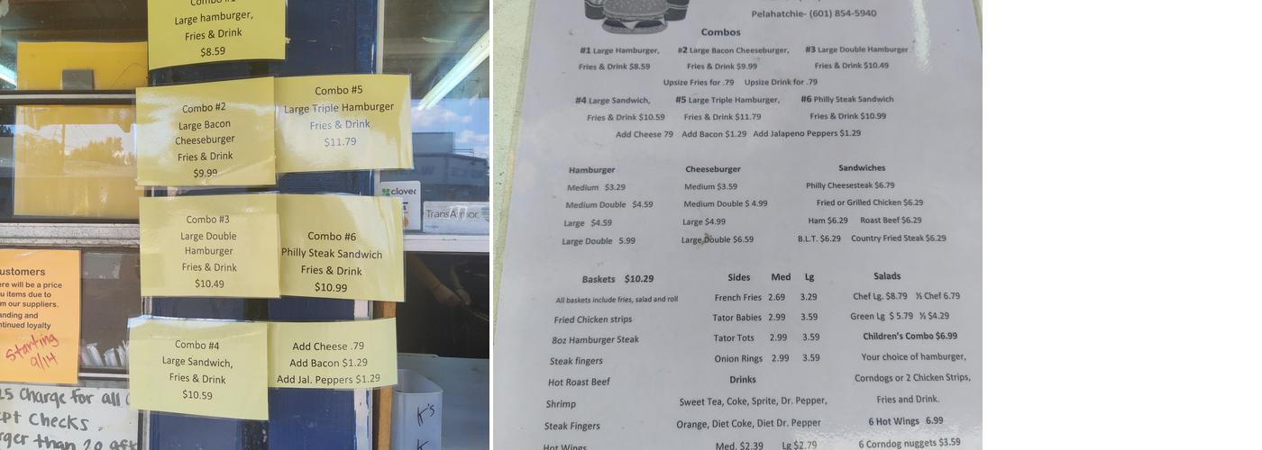K's Korner Menu