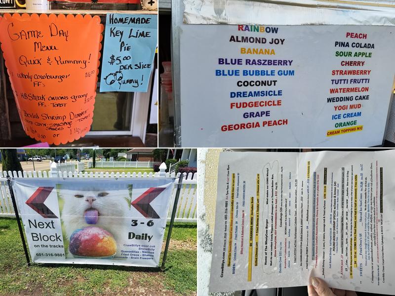 CrawBillys On The Tracks Menu