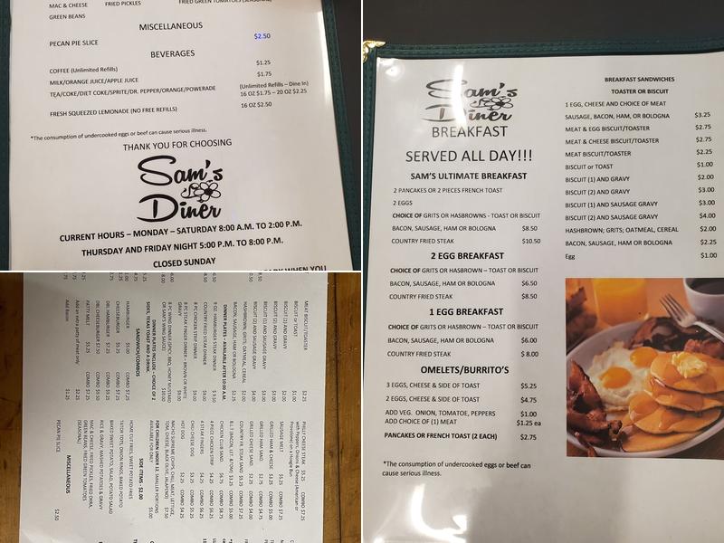 Sam's Diner Menu