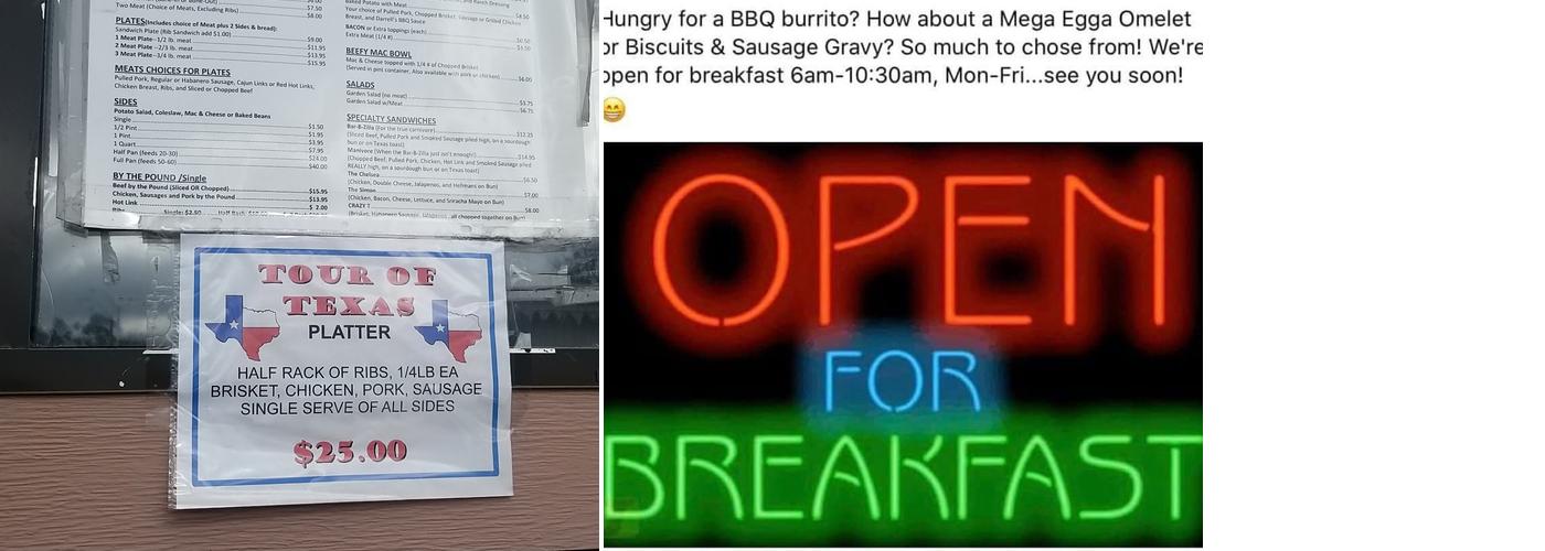 Darrell's Bar B Que Menu