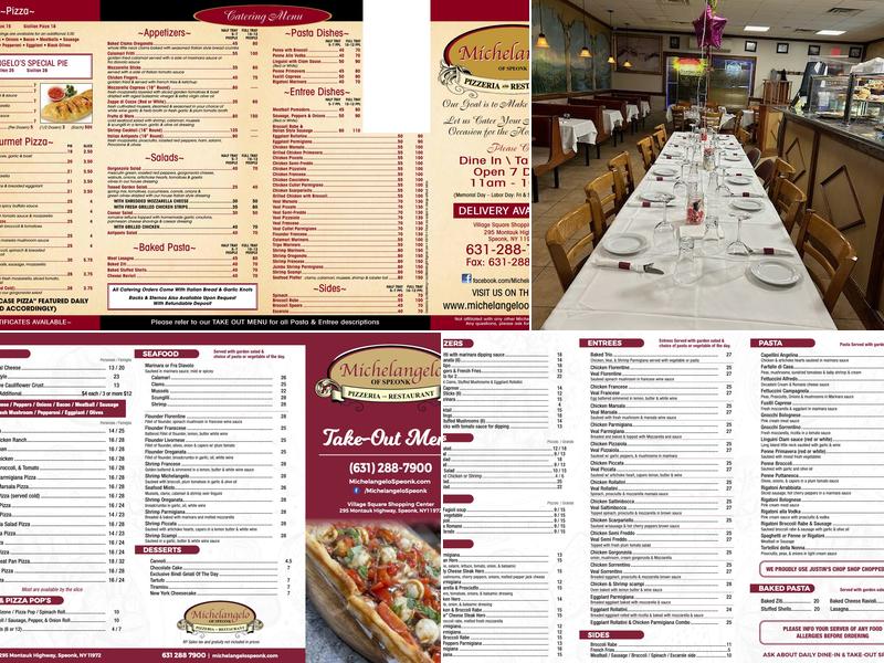 Michelangelo of Speonk Menu