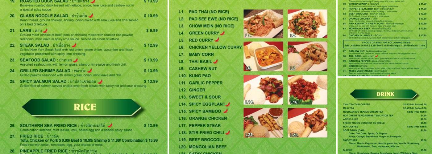 Top Thai Table Menu