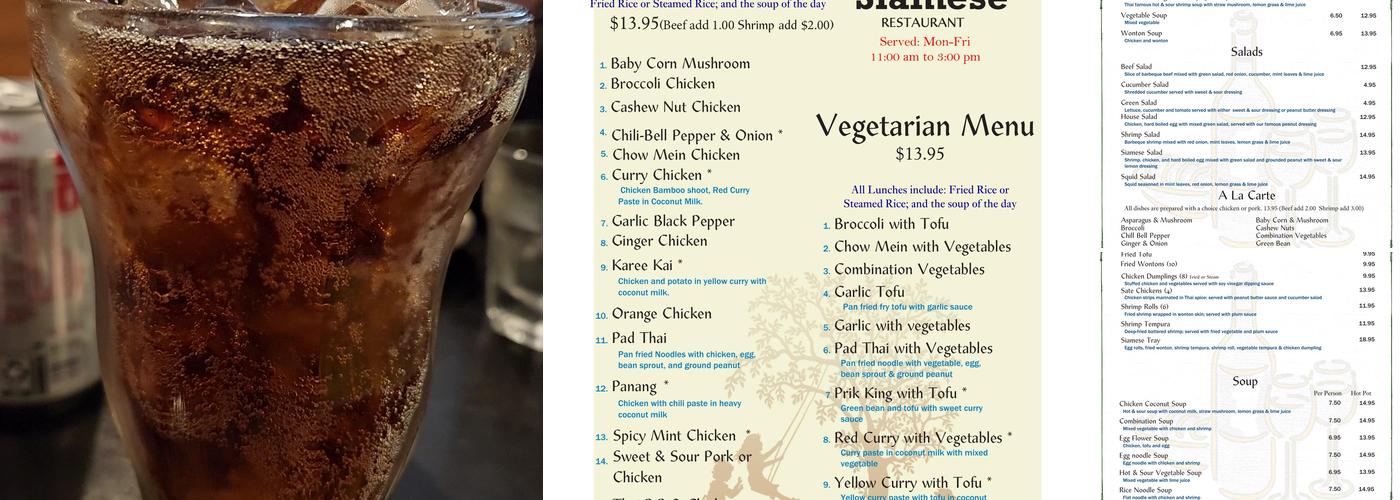 Siamese Restaurant Menu