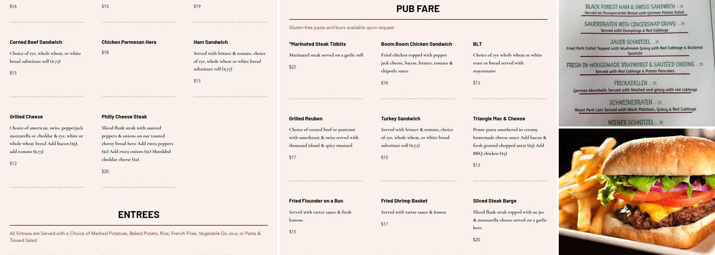 Triangle Pub Menu