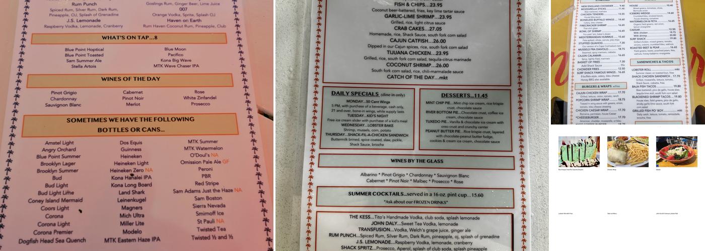 John Scott's Surf Shack Menu