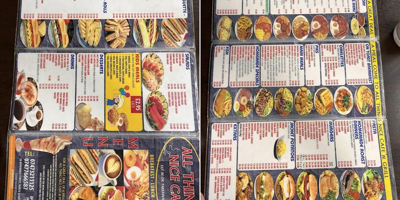 All Things Nice Cafe Menu