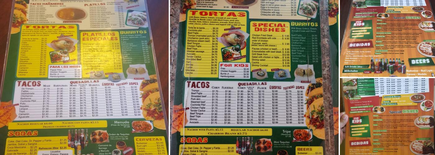 Tacos La Bala Menu
