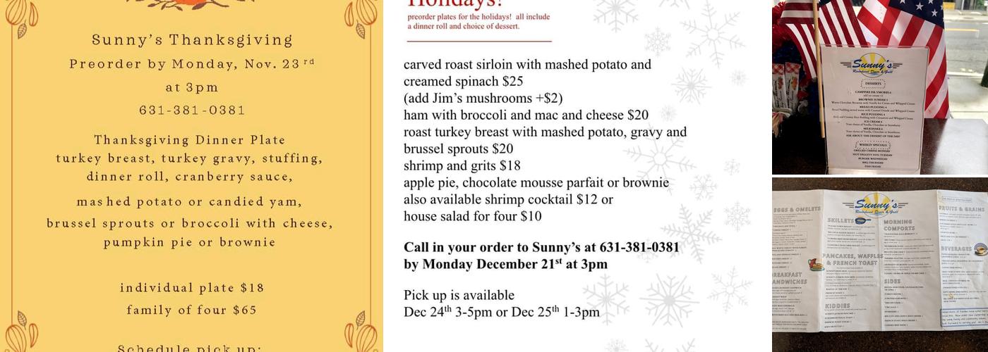 Sunny's Riverhead Diner & Grill Menu