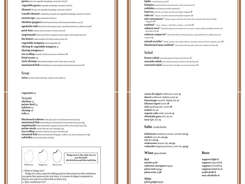 Sushi 1 Restaurant Menu