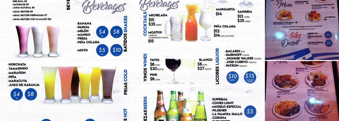 Three Diamonds Restaurant Menu