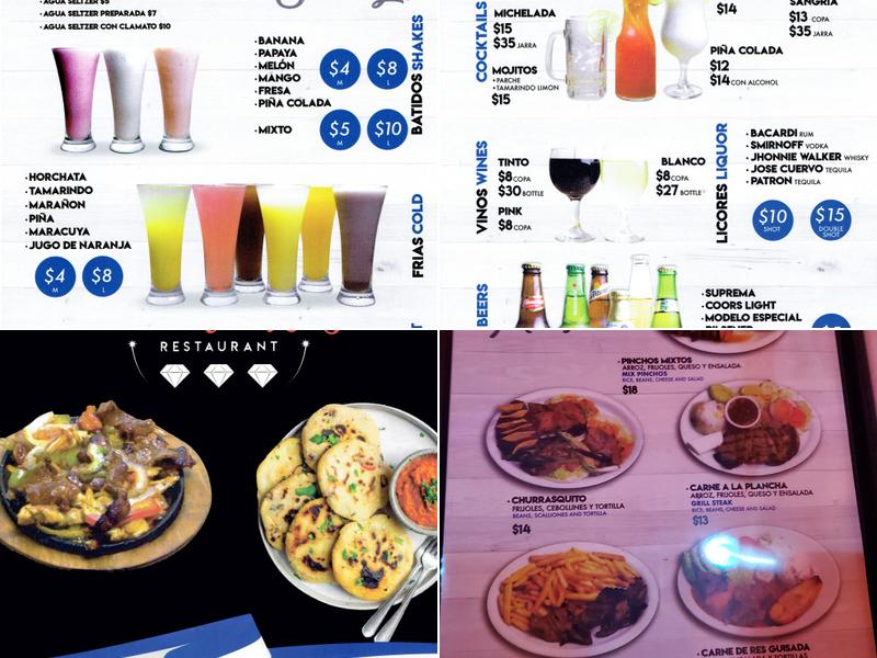 Three Diamonds Restaurant Menu