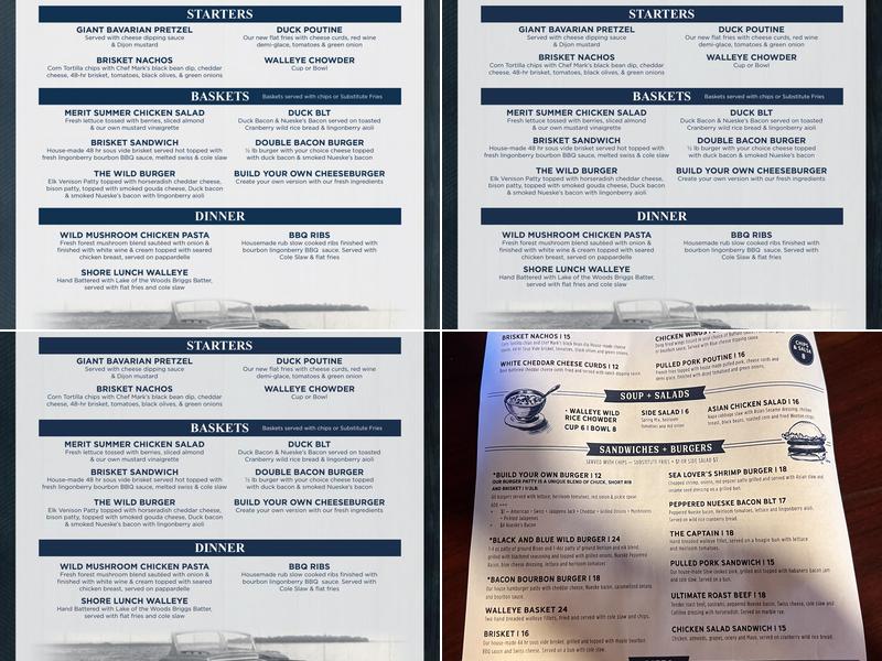 The Merit Lakeside Dining & Cocktails Menu