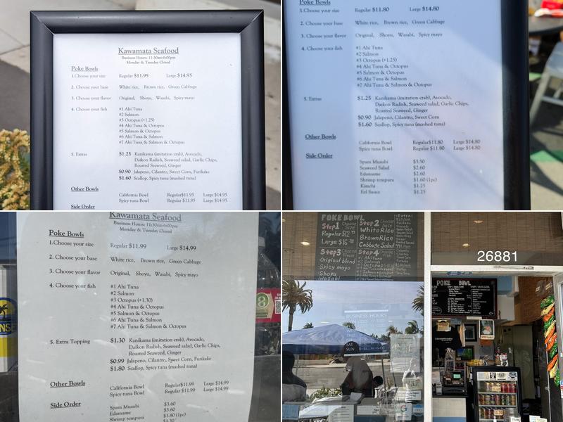 Kawamata Seafood Menu