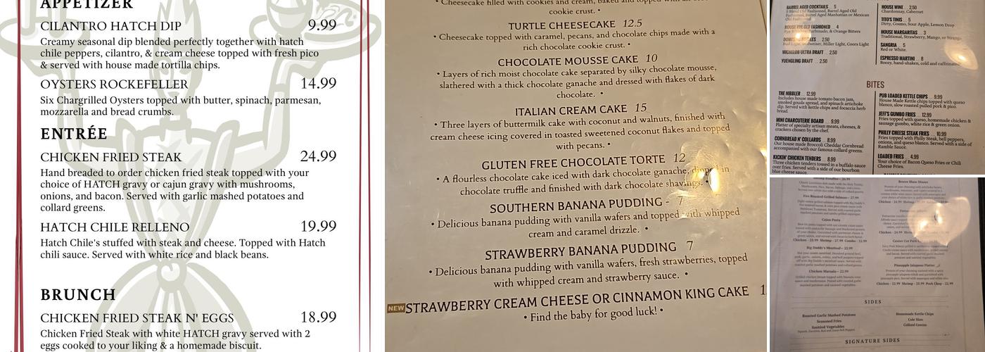 Ramble Creek Grill Menu