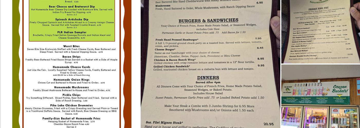 Pike Lake Resort Menu