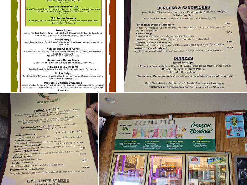Pike Lake Resort Menu