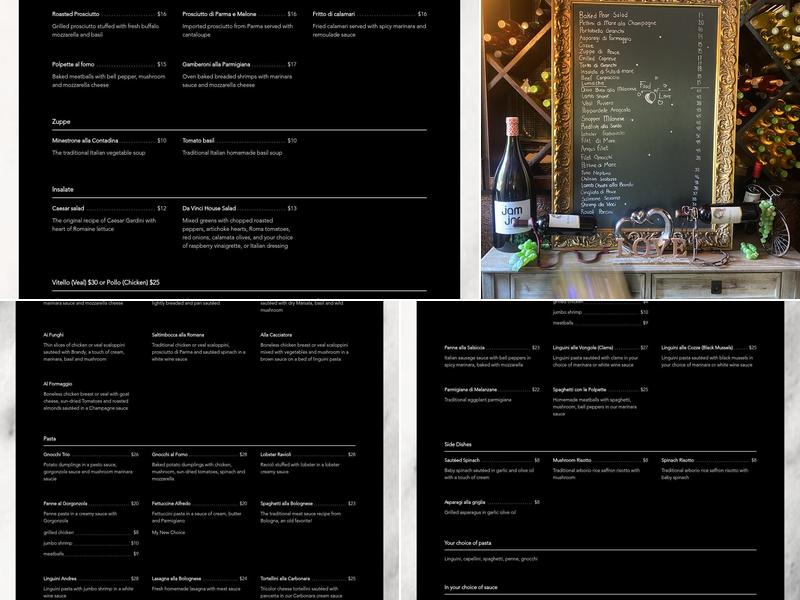 Da Vinci Ristorante Italiano Menu