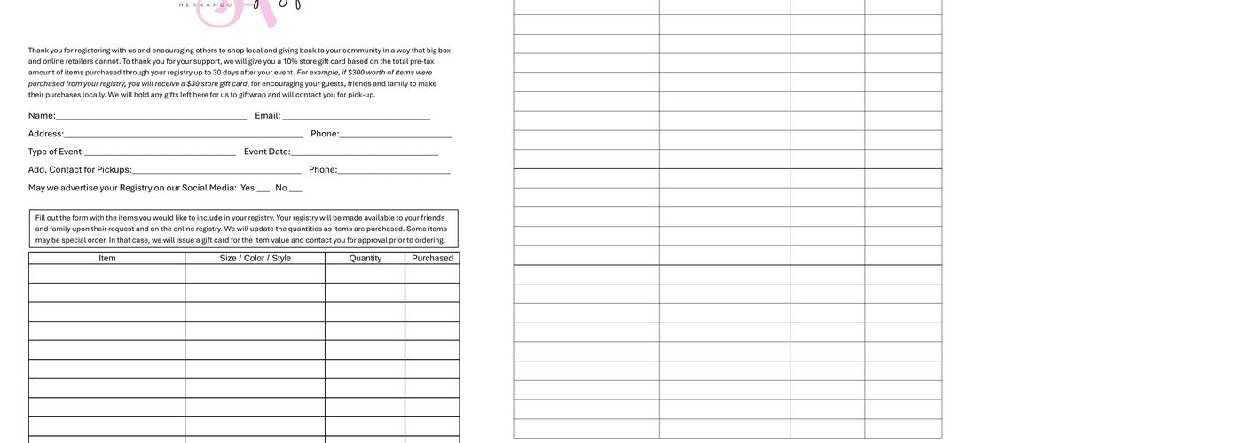 Side Alley Gifts Menu