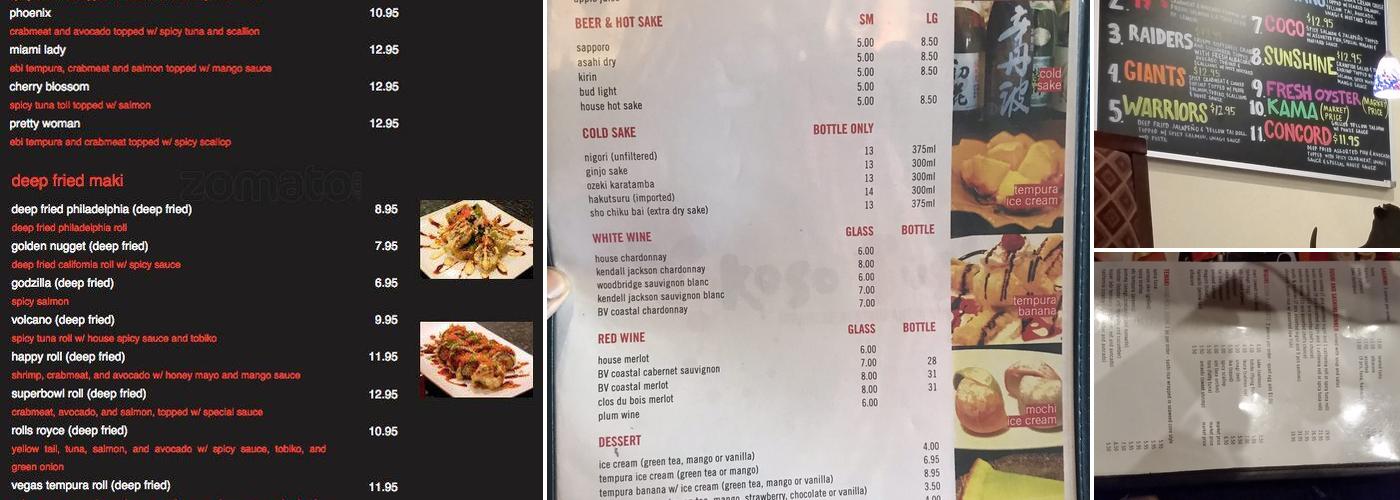 Yokoso Japanese Restaurant Menu