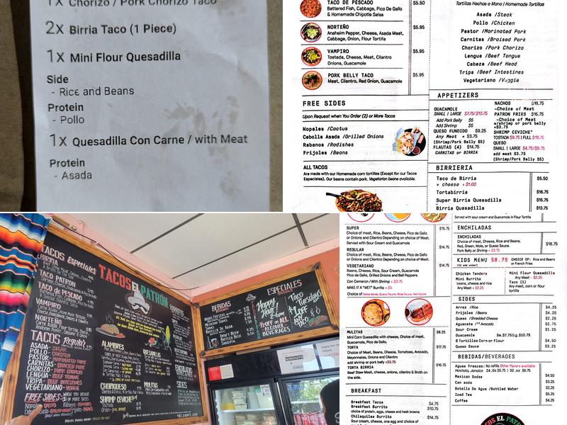 Tacos El Patrón & Bar Menu