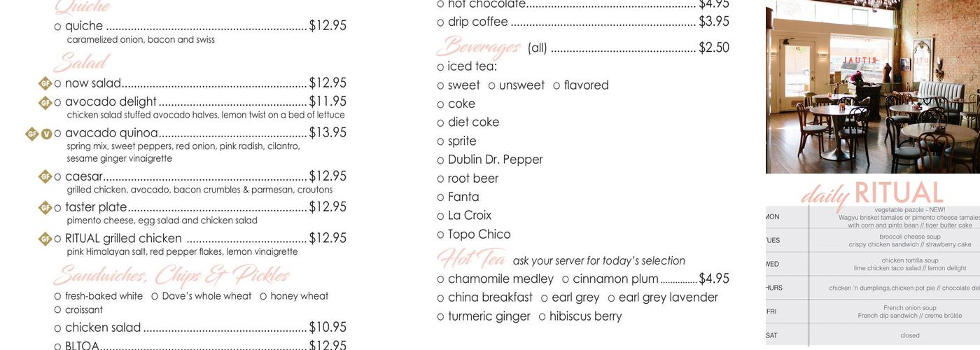 RITUAL Menu