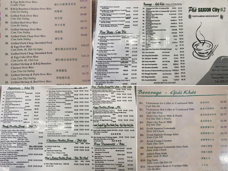Pho Saigon City 2 Menu