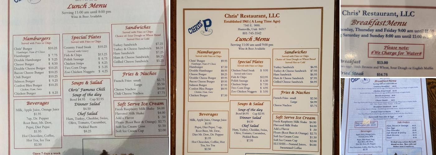 Chris' Menu