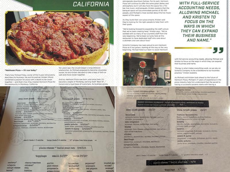 heirloom pizza co. Menu