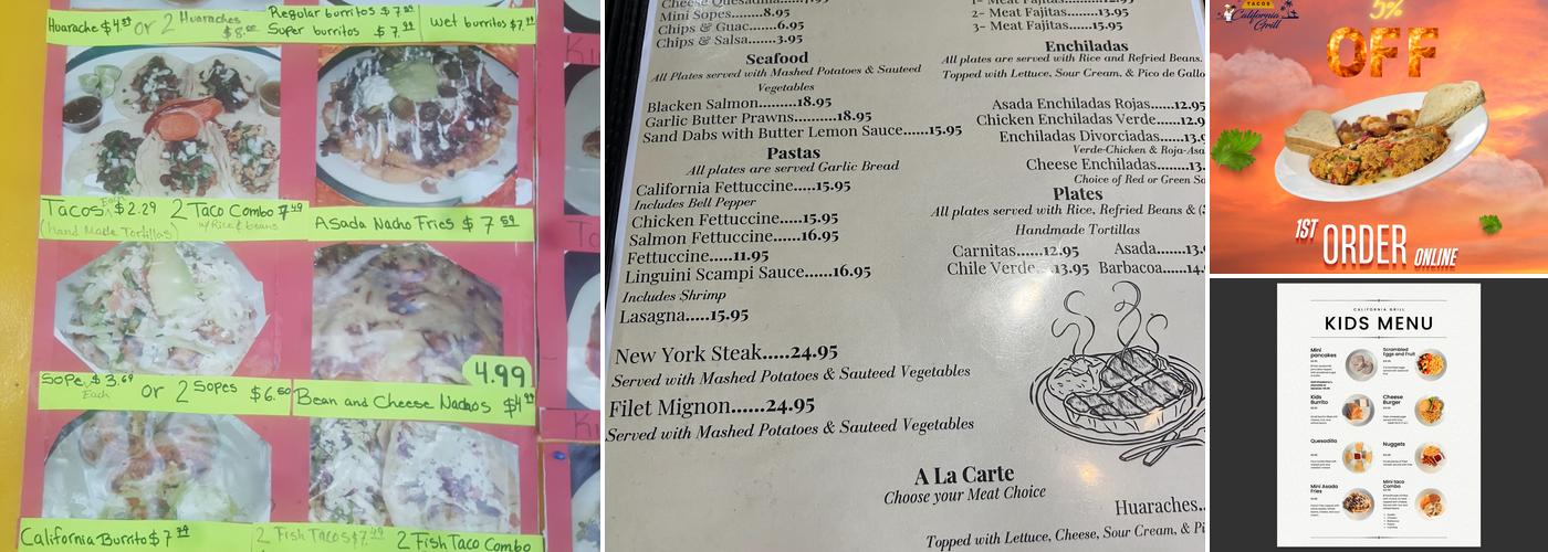 Taco's California Grill Menu