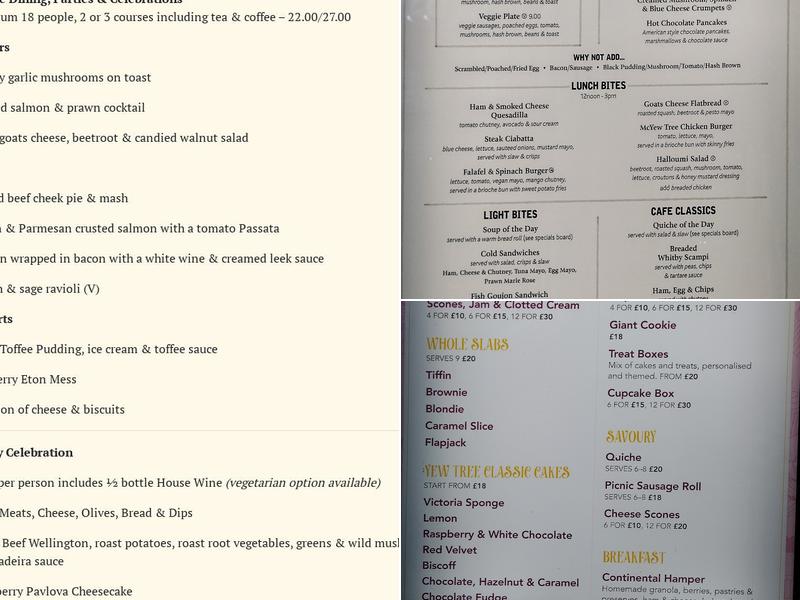 The Yew Tree Cafe Menu
