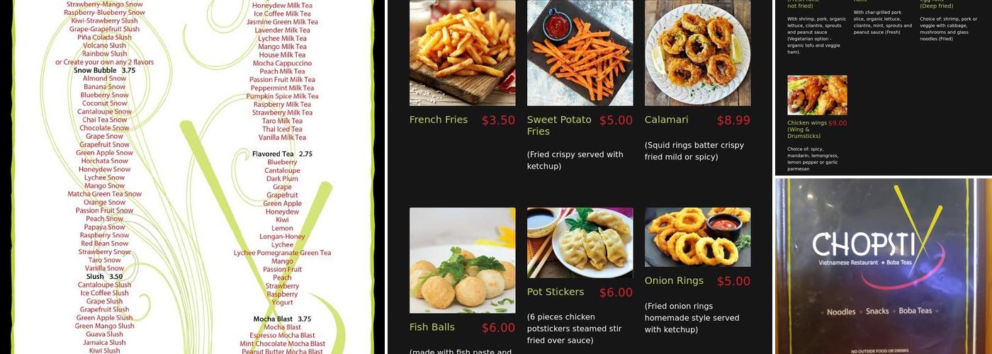Chopstix Vietnamese Restaurant Menu