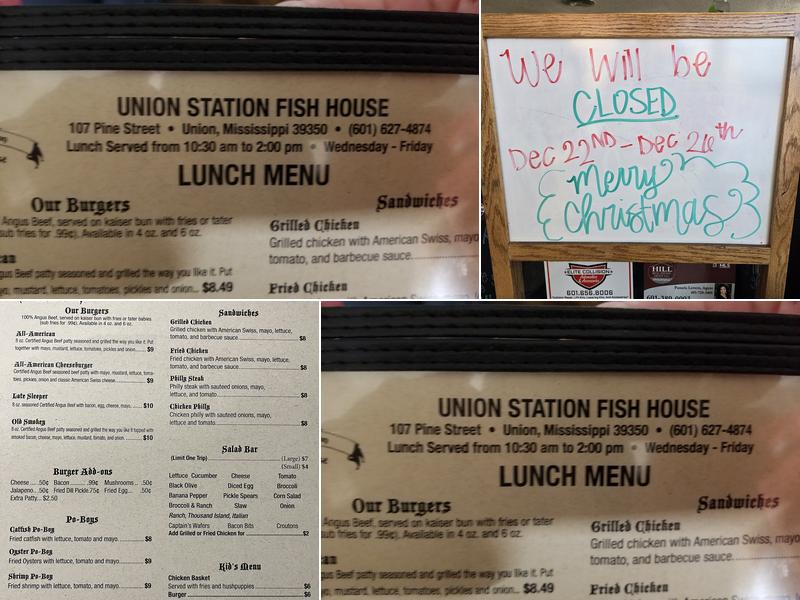 Union Station Fish house Menu