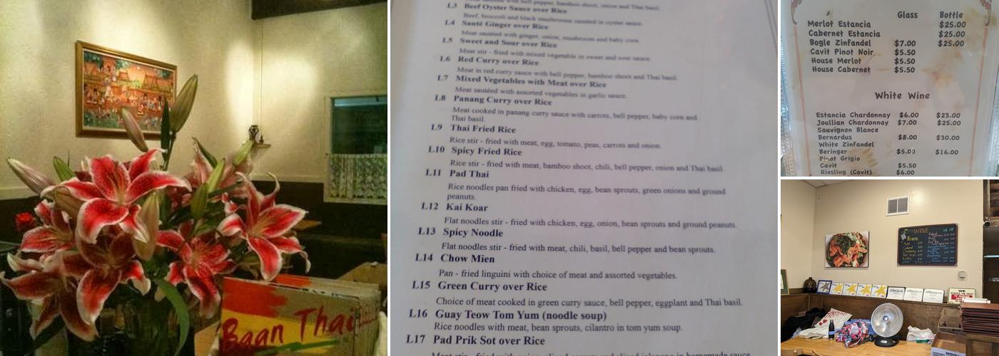 Baan Thai Restaurant Menu