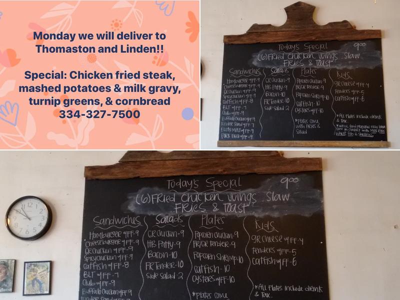 Faunsdale Cafe Menu