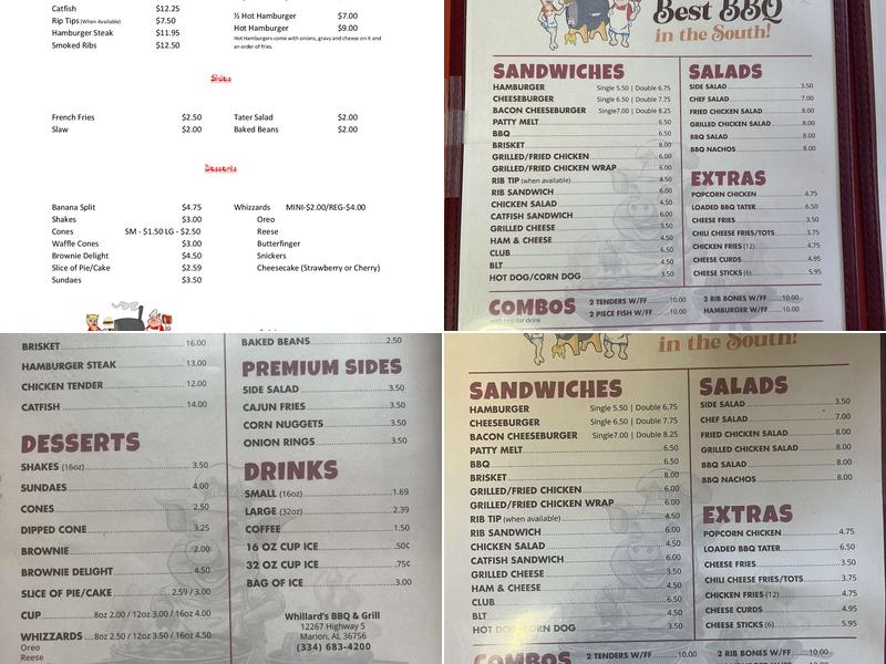 Whillard's Menu