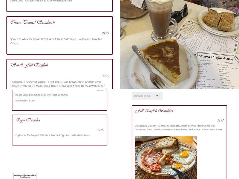 Emmas Coffee Lounge Menu