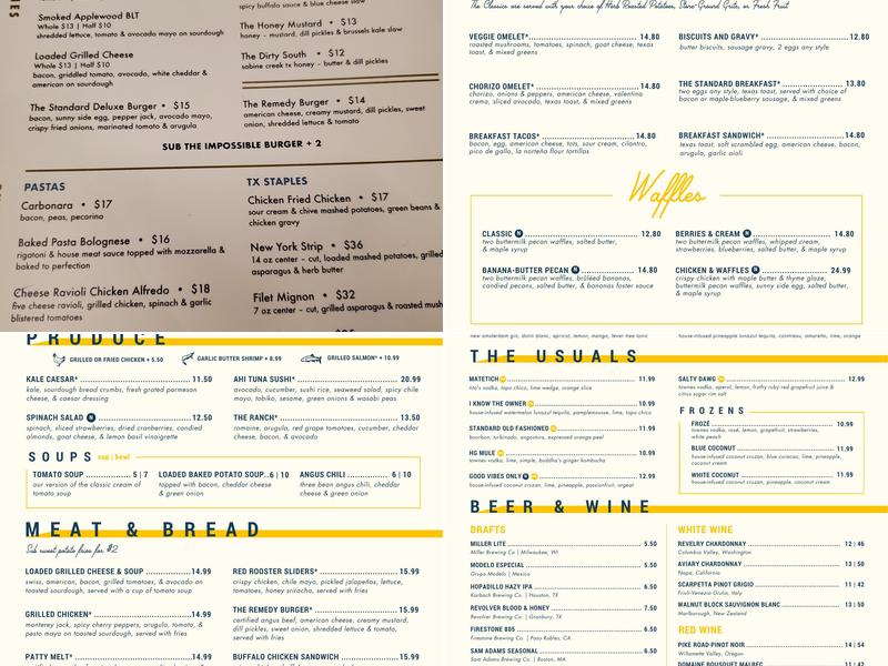 Standard Service - Heath Menu