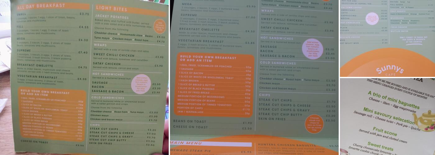 Sunny's Cafe Menu