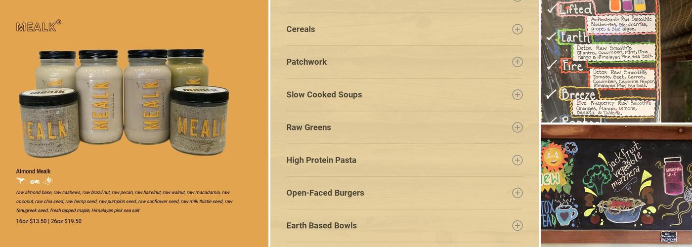 OrVeganic. Menu