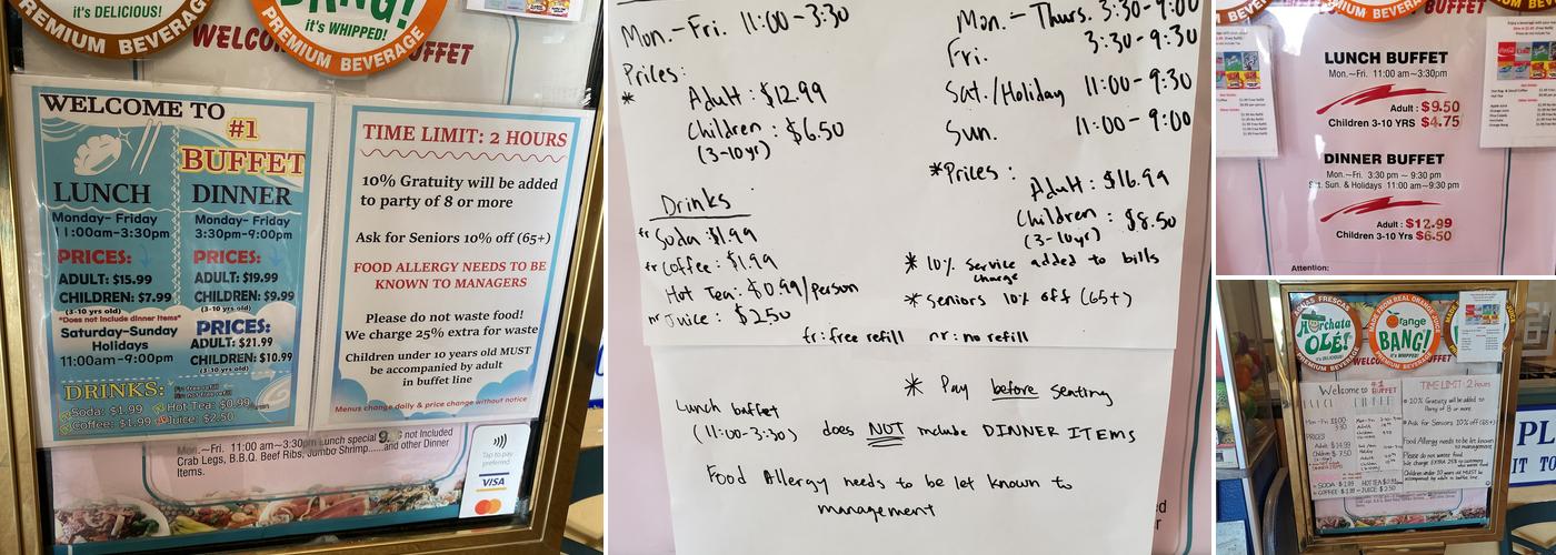 #1 Buffet Menu