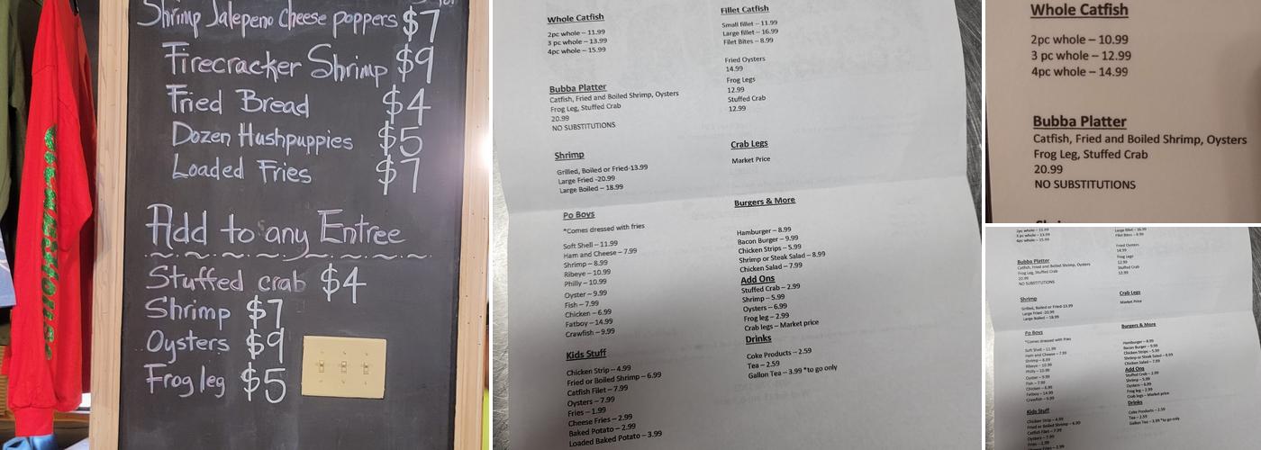 Bubba's Catfish House Menu