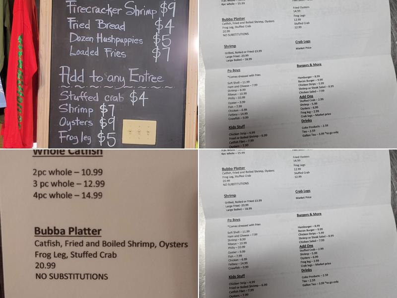 Bubba's Catfish House Menu