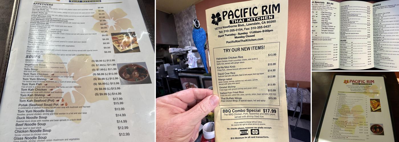 Pacific Rim Menu