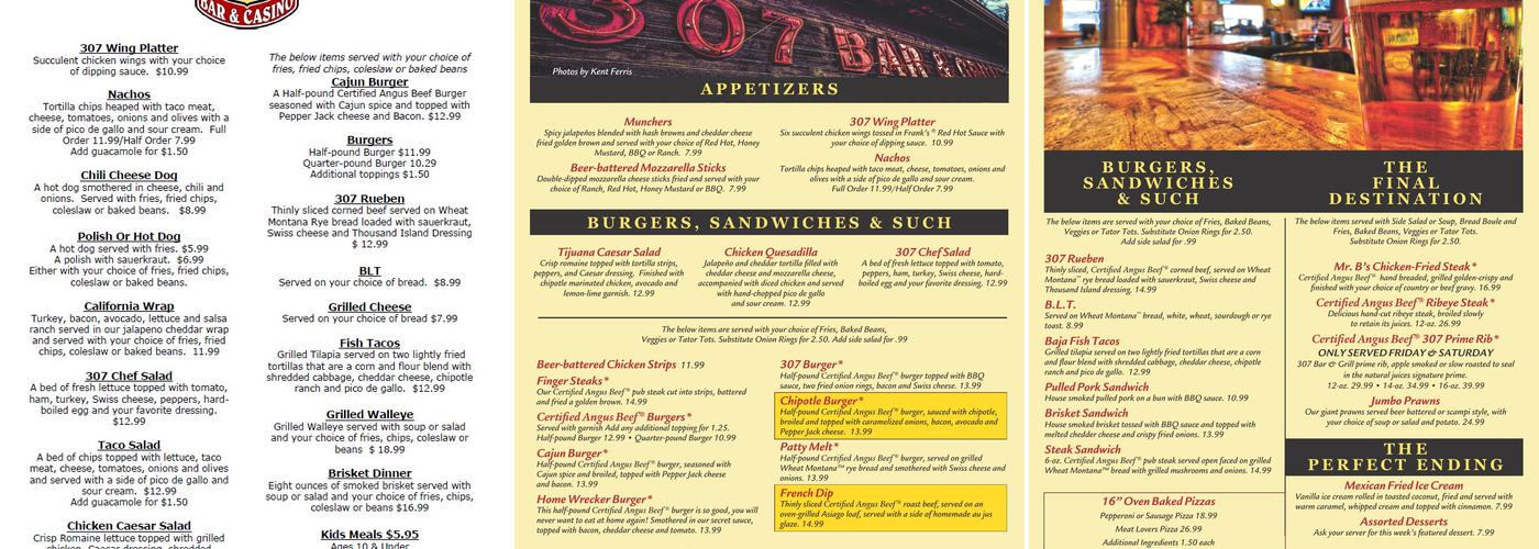 307 Bar & Grill Menu