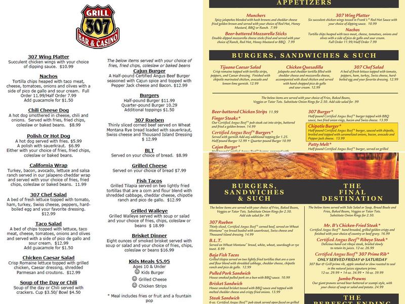 307 Bar & Grill Menu