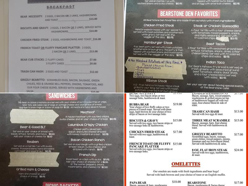 Bearstone Cafe Menu