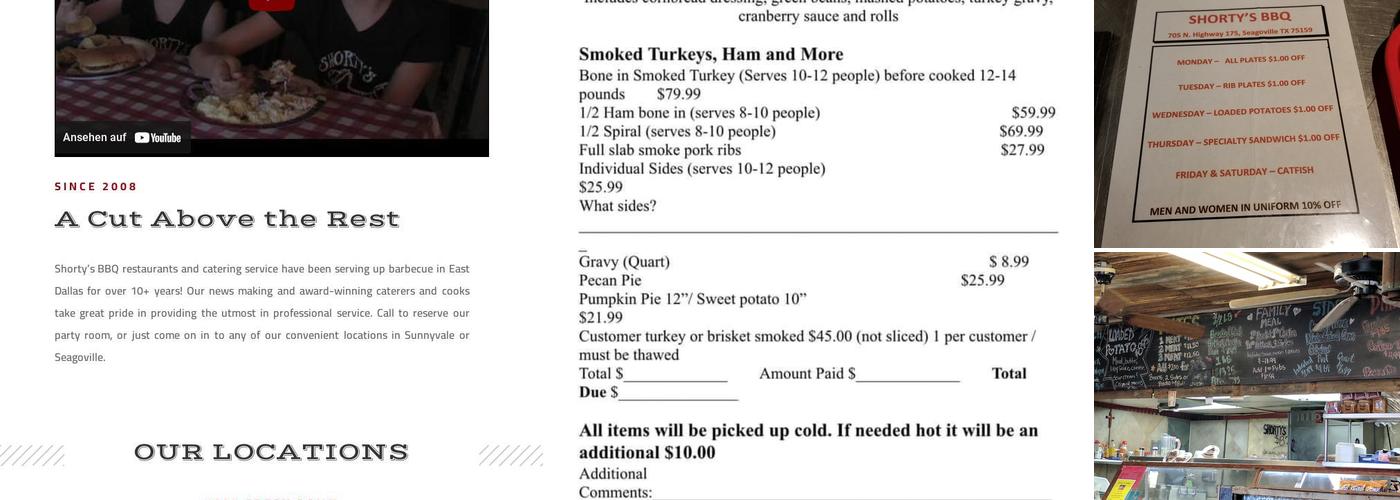 Shorty's BBQ Menu