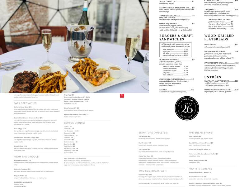Park 26 Menu