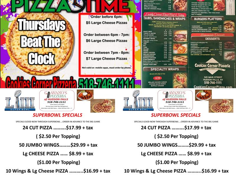 Cookie's Pizza Shoppe Menu